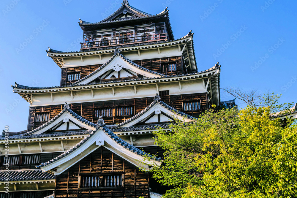 Exterior of Hiroshima Castle in Japan Exterior of Hiroshima Castle in Japan