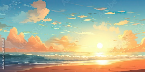 Sunset over the sea background. Generative AI