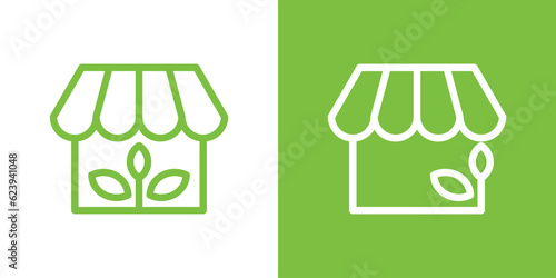 logo design store and plant icon vector inspiration
