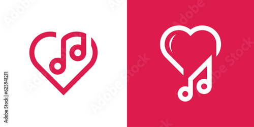logo design heart and note music icon vector inspiration