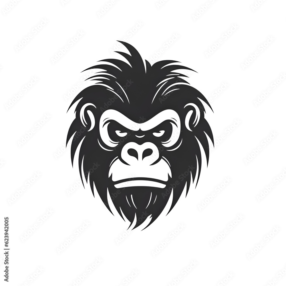 Chimpanzee head logo template. Vector illustration of monkey head