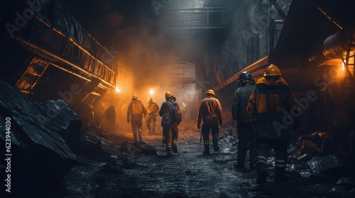 People working inside a coal mine © didiksaputra