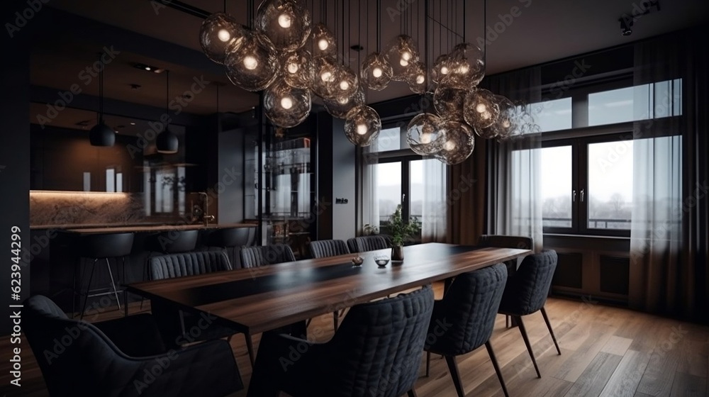 The interior design of the modern dining room generative ai The interior design of the modern dining room generative ai