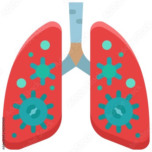 infected lung flat icon