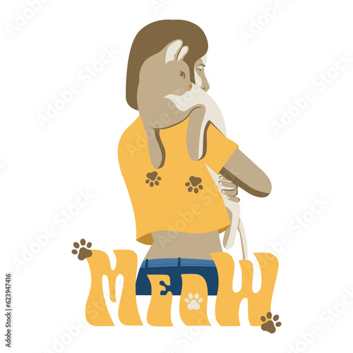 Cat Lover With Her Portait