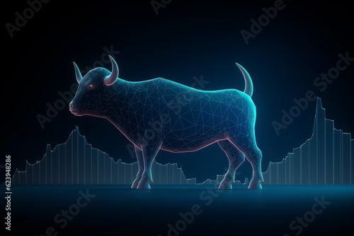Stock Market Graph Chart Of Bull Animal Price. Generative Ai © Naseem