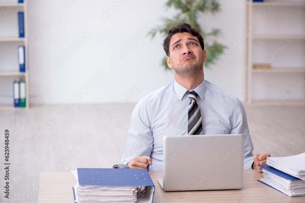 Young male employee working in the office Young male employee working in the office