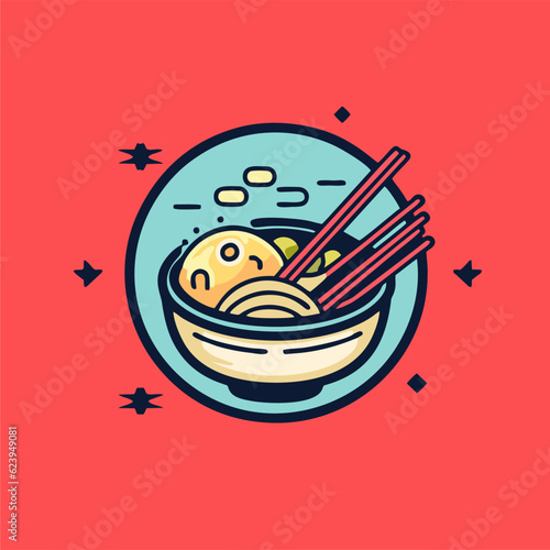 Ramen Japanese cuisines cartoon logo design