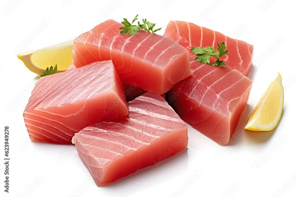 Sashimi Delight Raw Swordfish Slice on White Background A Japanese