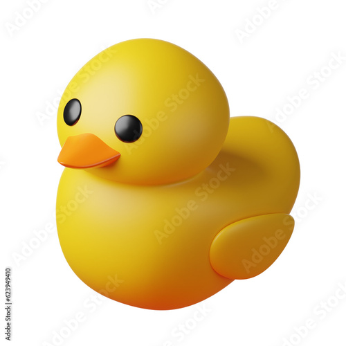 Obraz na plátně Rubber duck with yellow color 3d rendering icon for website or app or game