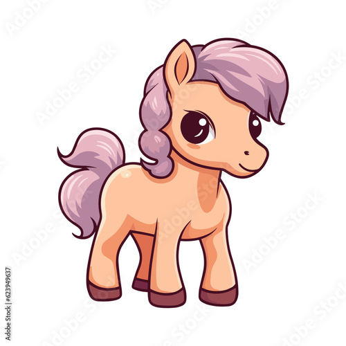 Cute Cartoon Horse - Playful Equine Character. Vector Illustration for Children and Baby. Farm Animal Clipart with Equestrian Theme