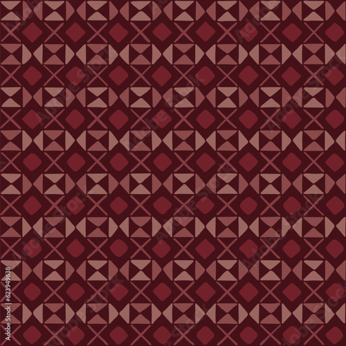 hand drawn squares  triangles  crosses. maroon repetitive background. vector seamless pattern. geometric illustration. fabric swatch. wrapping paper. continuous design element for textile  home decor