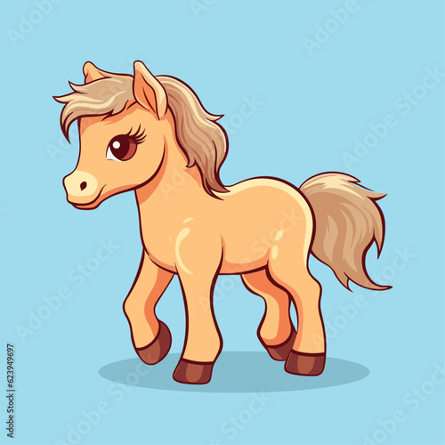 Cute Cartoon Horse - Playful Equine Character. Vector Illustration for Children and Baby. Farm Animal Clipart with Equestrian Theme