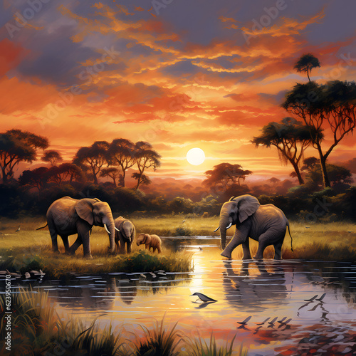 elephants in the river