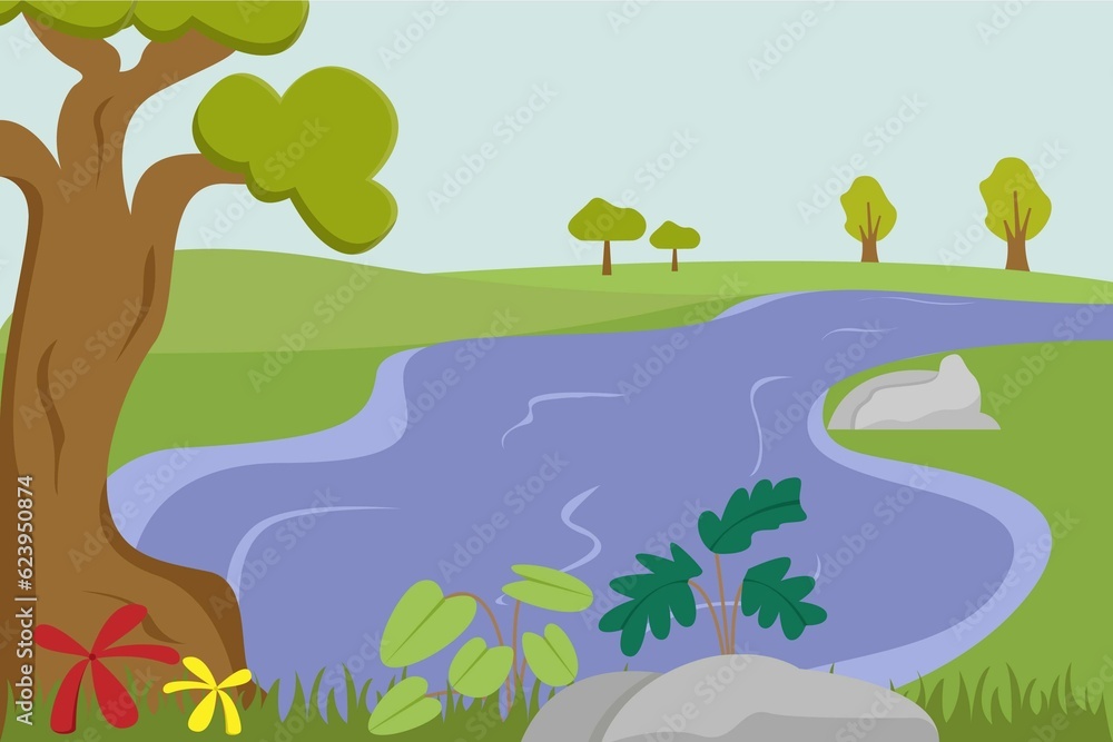 Obraz premium Natural river flowing in the forest