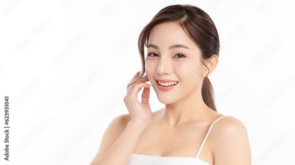 Beautiful young asian woman with clean fresh skin on white background, Face care, Facial treatment, Cosmetology, beauty and spa, Asian women portrait. Beautiful young asian woman with clean fresh skin on white background, Face care, Facial treatment, Cosmetology, beauty and spa, Asian women portrait.