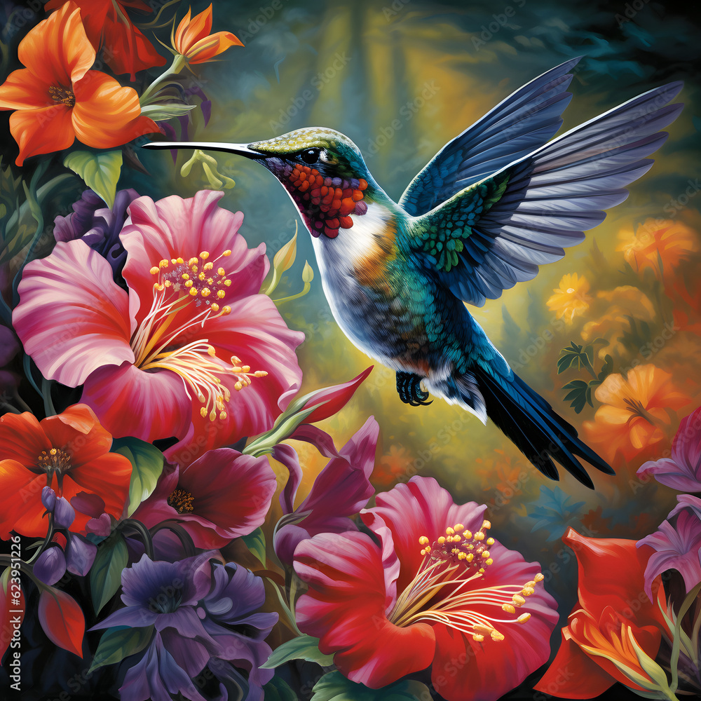 Fototapeta premium hummingbird and flower