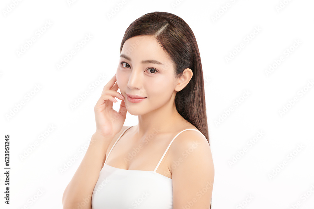 Beautiful young asian woman with clean fresh skin on white background, Face care, Facial treatment, Cosmetology, beauty and spa, Asian women portrait. Beautiful young asian woman with clean fresh skin on white background, Face care, Facial treatment, Cosmetology, beauty and spa, Asian women portrait.