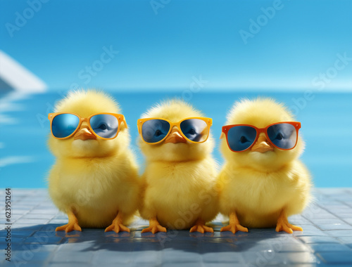 Soft bird funny yellow poultry farming small agriculture baby young glasses chick sunglasses animal chicken photo