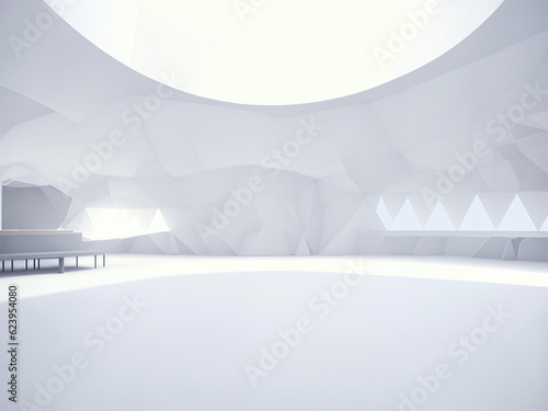 empty white big open industrial hall 3d render illustration