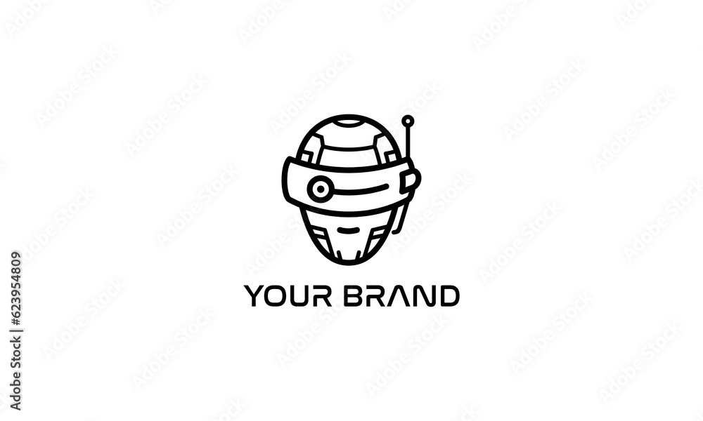 robot head face logo with modern futuristic style in black color robot head face logo with modern futuristic style in black color