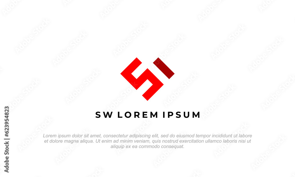 S, W, SW, WS logo monogram style in red color S, W, SW, WS logo monogram style in red color