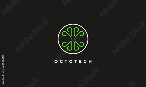 abstract octopus logo pictogram style in simple circle shape