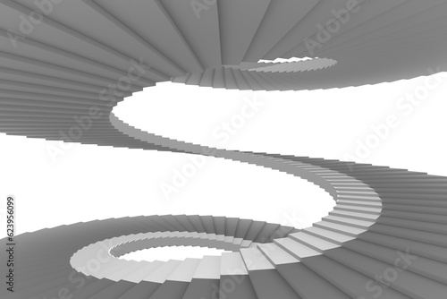 Digital png illustration of white spiral stairs on transparent background