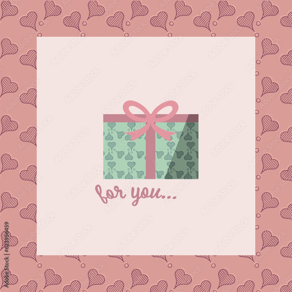 Digital png illustration of hearts and present with for you text on transparent background