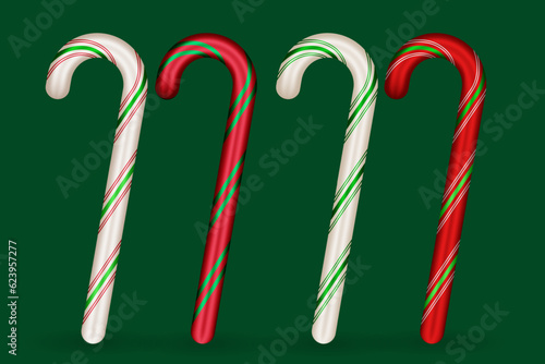 Realistic candy cane set