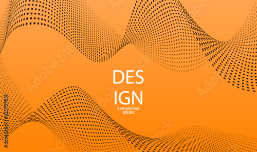 Orange tint illustration, isolated light wavy shape