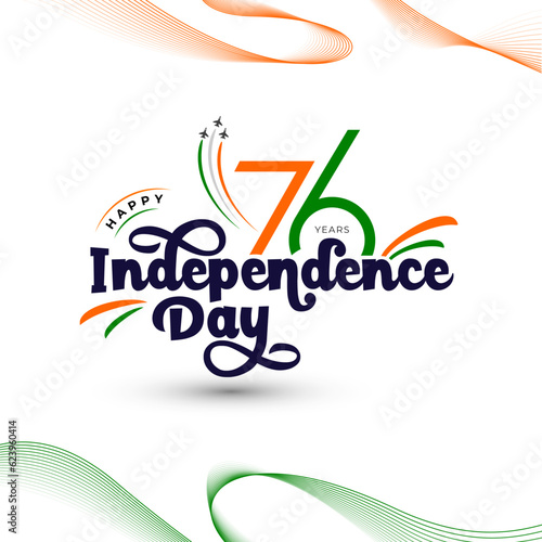 76th Happy Indian Independence Day Typographic design vector illustration