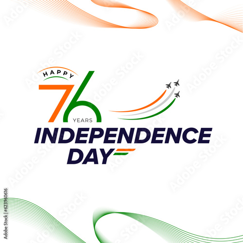 76th Happy Indian Independence Day Typographic design vector illustration