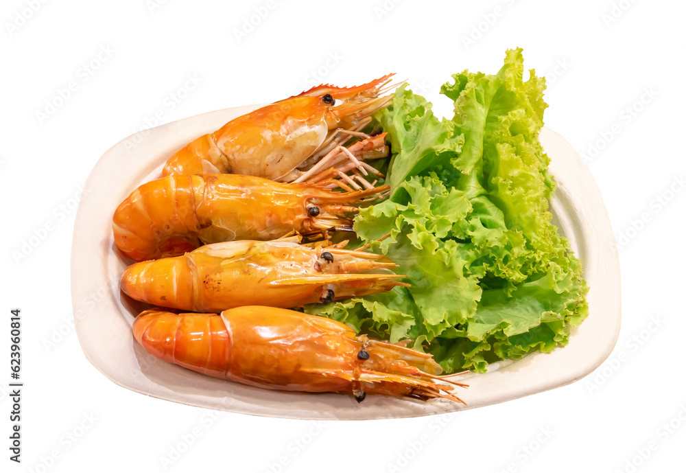 Grilled river prawns or lobsters isolated on white background with clipping path. in png file format Grilled river prawns or lobsters isolated on white background with clipping path. in png file format
