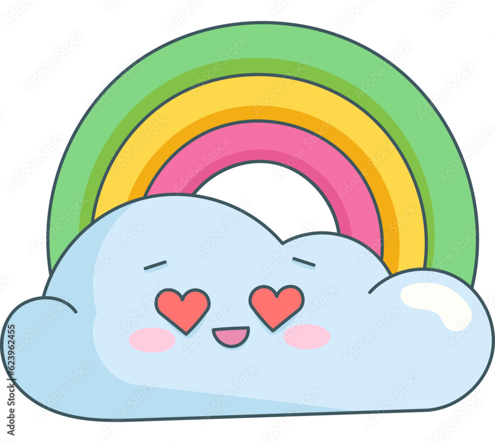 Cloud And Rainbow Cute Character Cloud And Rainbow Cute Character