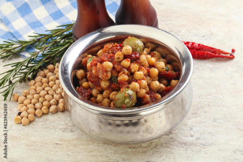 Chickpea beans with dry tomato and olives Chickpea beans with dry tomato and olives