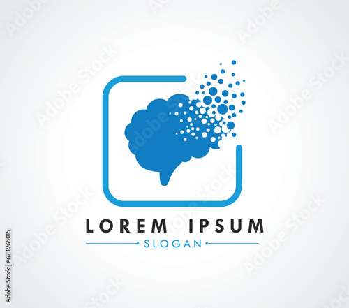 Brain logo design dispersing concept. Vector Illustrator.