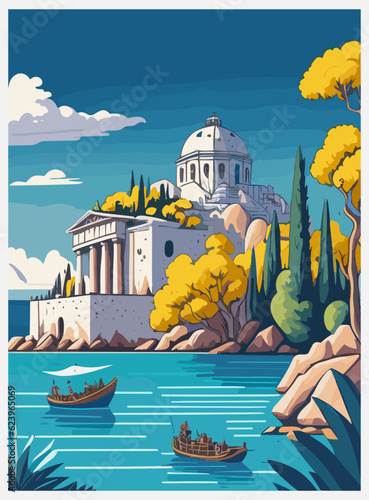 Beautiful vintage poster design of the Greece