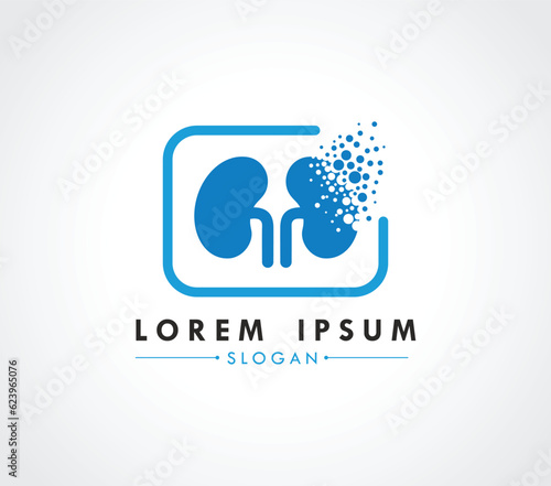 Kidney logo design dispersing concept. Vector Illustrator.