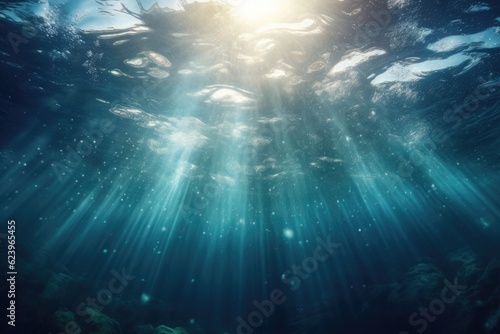 Illustration of Dark blue ocean surface seen from underwater, Generatie AI