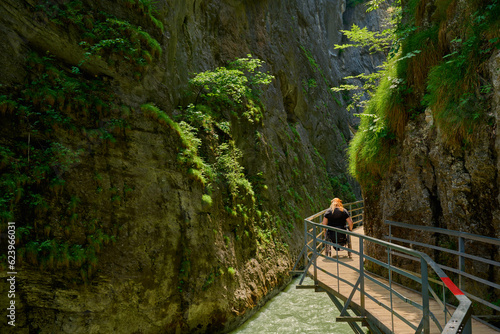 Person in wheelchair in Aareschlucht in Switzerland