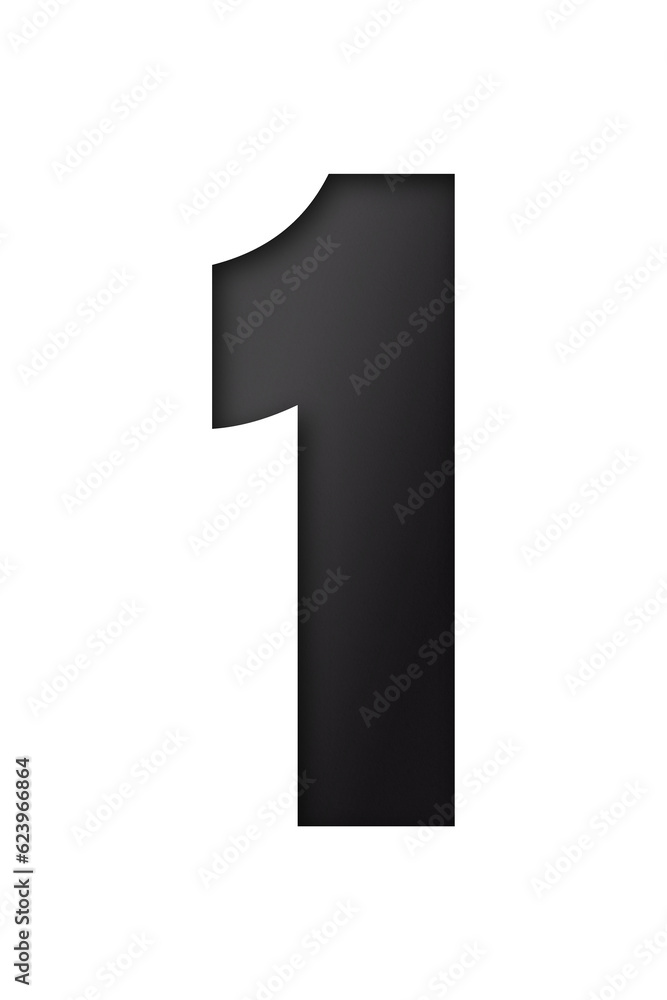 number cut paper 1 black gray isolated on transparent background number cut paper 1 black gray isolated on transparent background