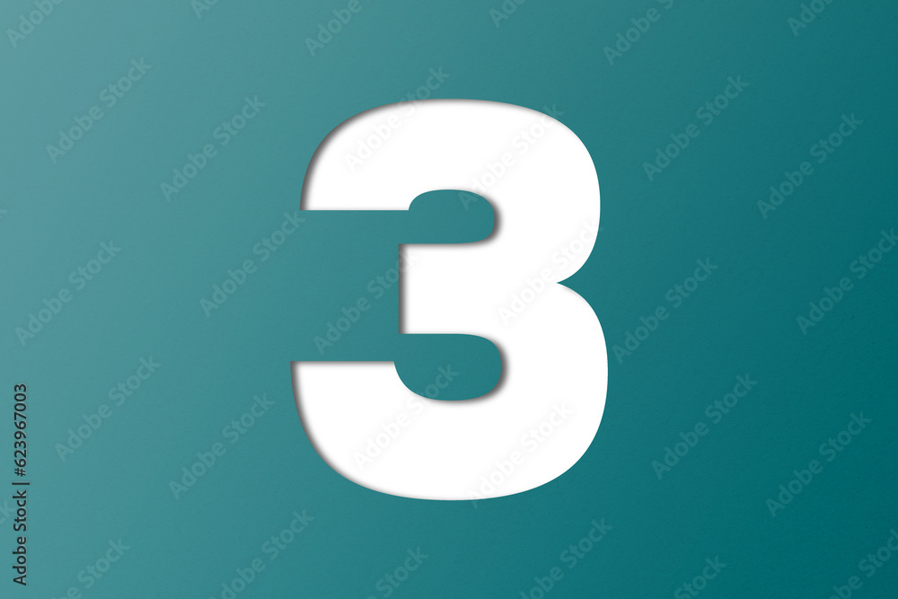 number cut paper 3 green isolated on transparent background number cut paper 3 green isolated on transparent background