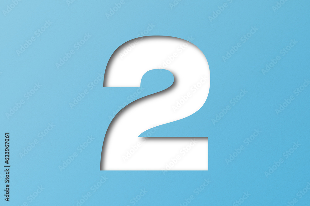 number cut paper 2 light blue colors isolated on transparent background number cut paper 2 light blue colors isolated on transparent background