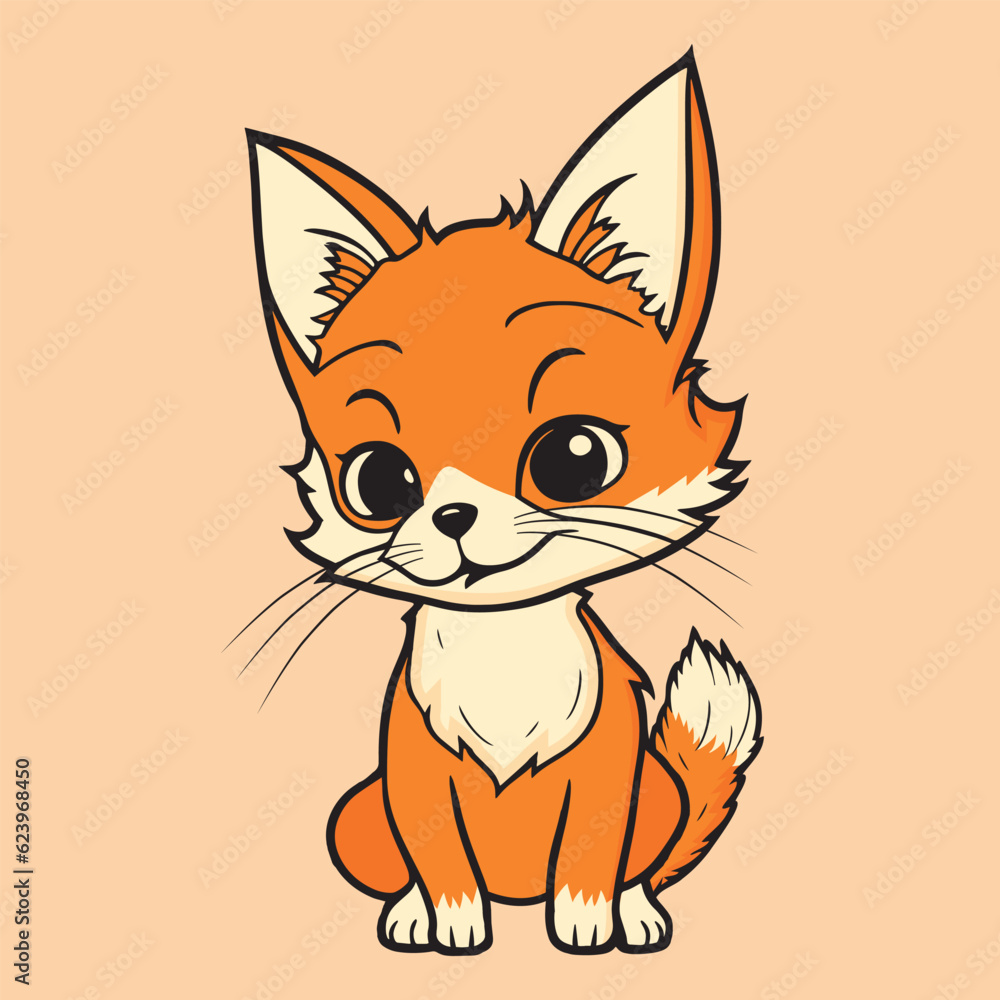 Cute Red fox cartoon animal vector illustration Cute Red fox cartoon animal vector illustration