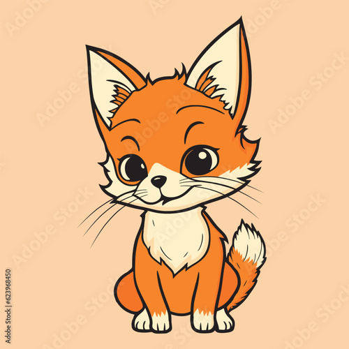 Cute Red fox cartoon animal vector illustration