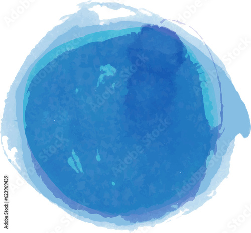 Blue circular watercolor ink elements