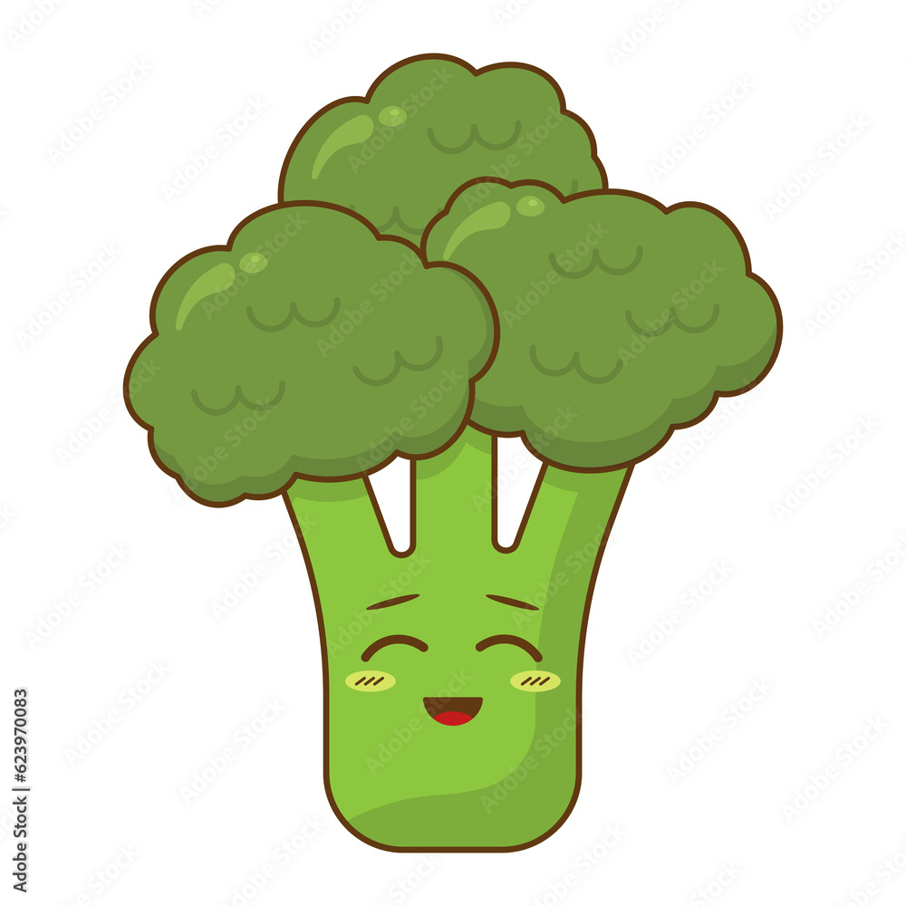 sticker smile broccoli kawaii style. cute png illustration fruit and vegetable characters sticker smile broccoli kawaii style. cute png illustration fruit and vegetable characters