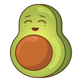 smile avocado kawaii style. cute png illustration fruit and vegetable characters