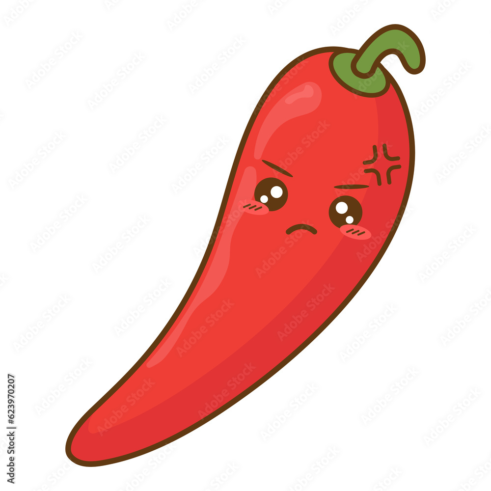 angry chili kawaii style. cute png illustration fruit and vegetable characters angry chili kawaii style. cute png illustration fruit and vegetable characters
